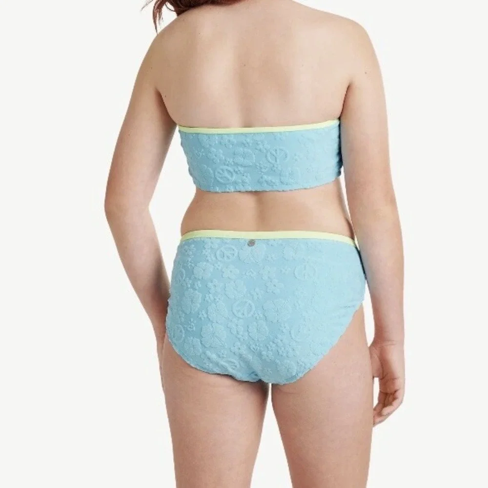 Justice Girls 2 Piece Halter Terry Bikini Swimsuit Small 7-8 New with Tags Blue